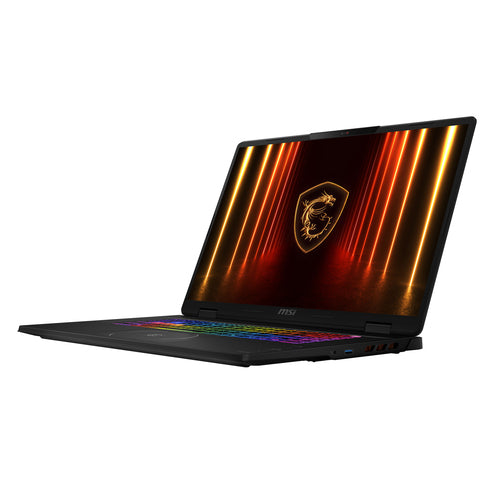 MSI Crosshair A18 HX A8WFKG-044FR – åben computer i skrå vinkel
