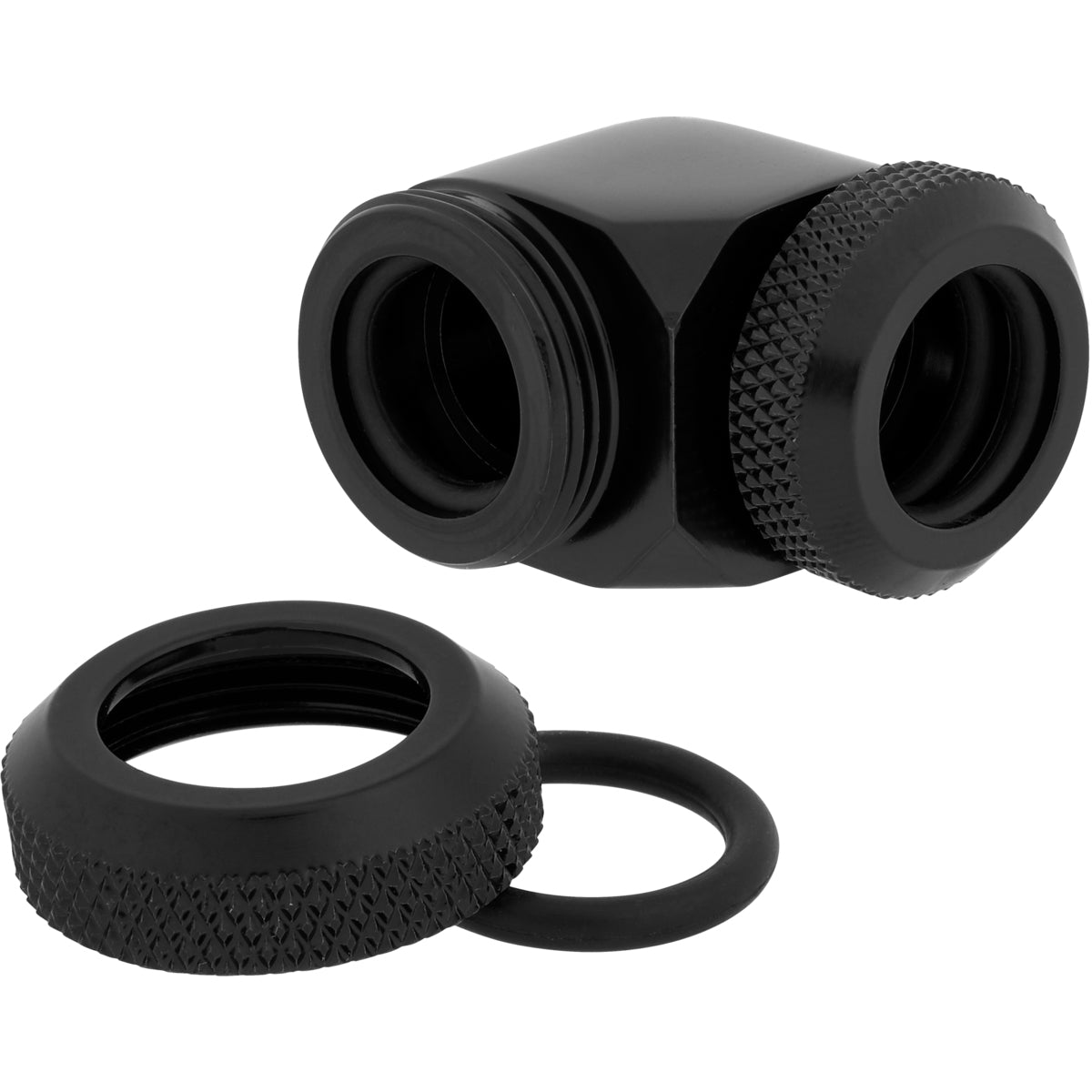 CORSAIR Hydro X Series XF Hardline 90° 12mm ytterdiameter vinklad koppling för vätskekylningssystem 2-pack svart