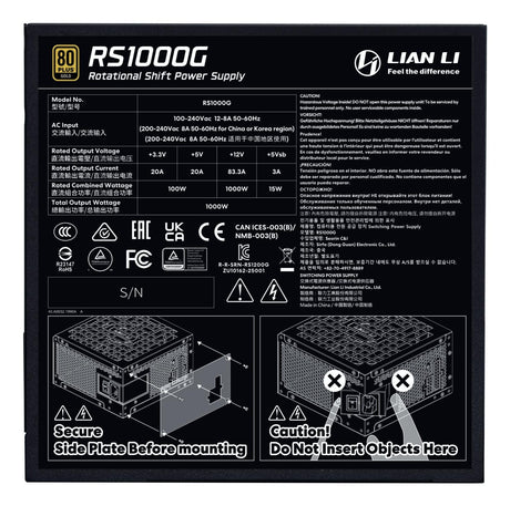 Lian Li RS Rotational Shift Gold 1000W Black Lian Li
