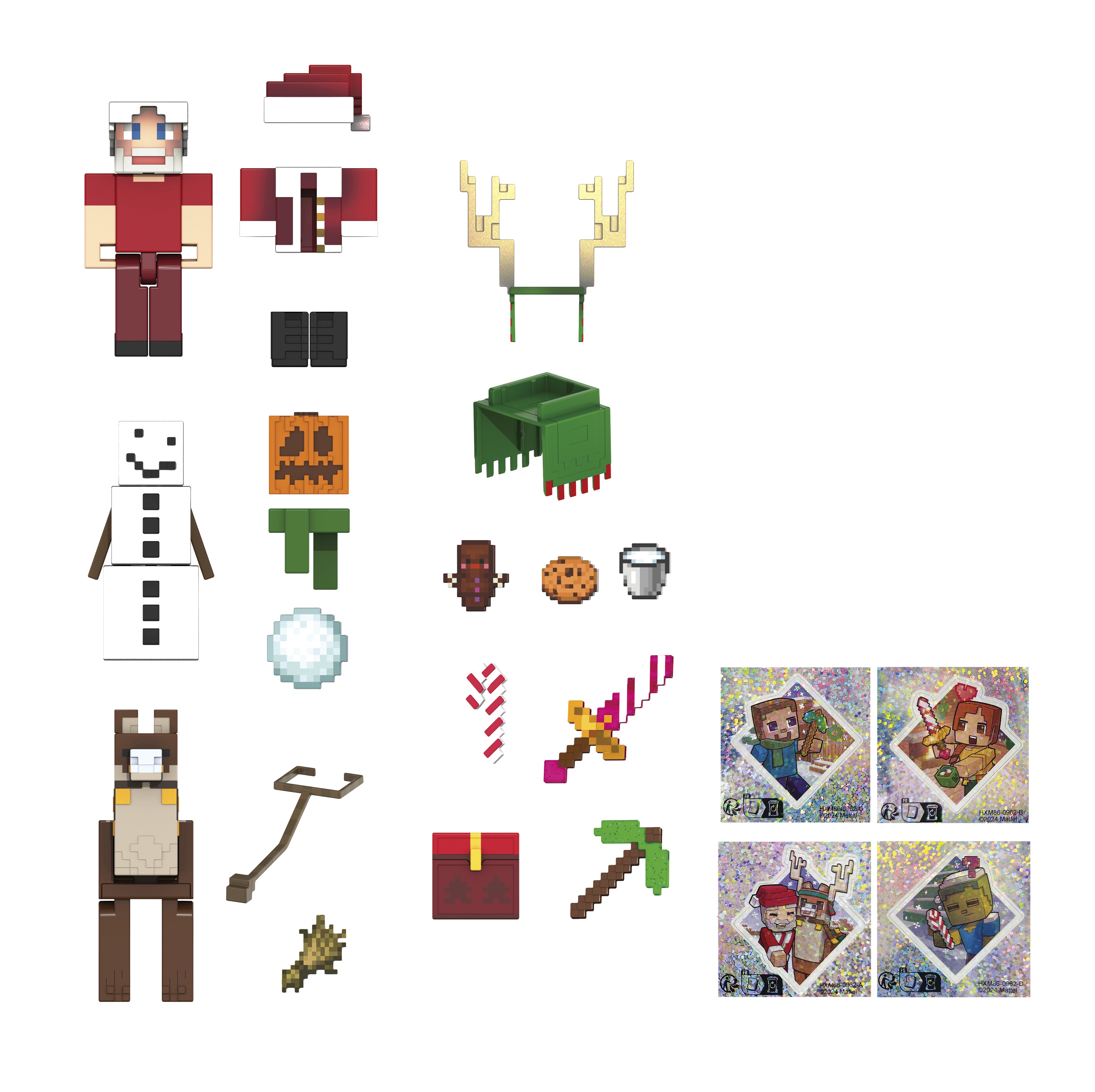 Minecraft-julekalender – adskilte figurer, tilbehør og kort