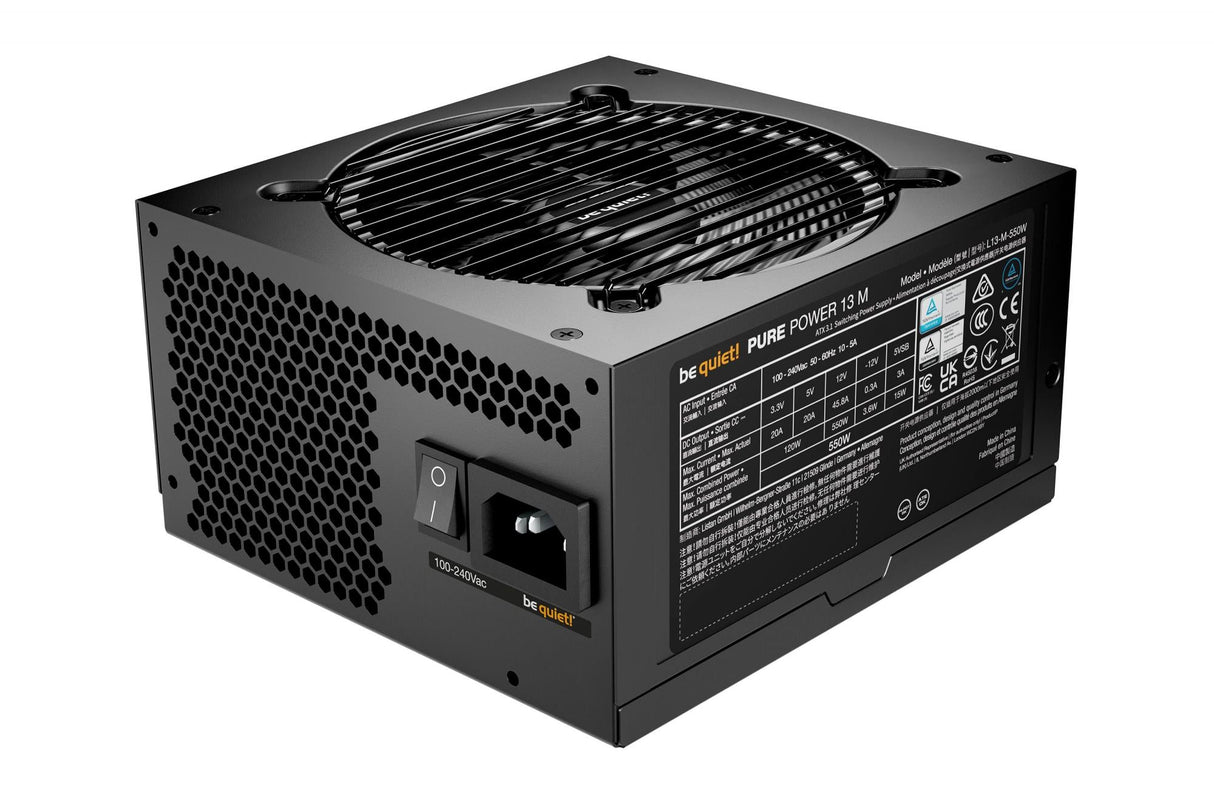 be quiet! Pure Power 13 M 550W, PC power supply black, 1x 12-pin high power GPU, 2x PCIe, cable management, 650 watts