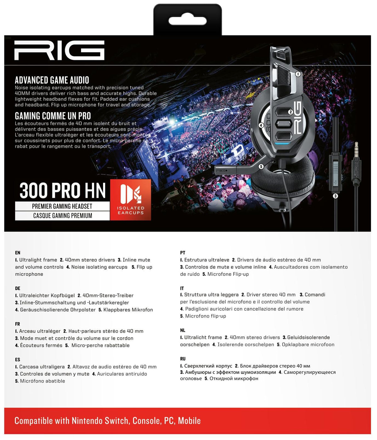 Nacon - Rig Headphones 300 Pro HN - Black Nacon
