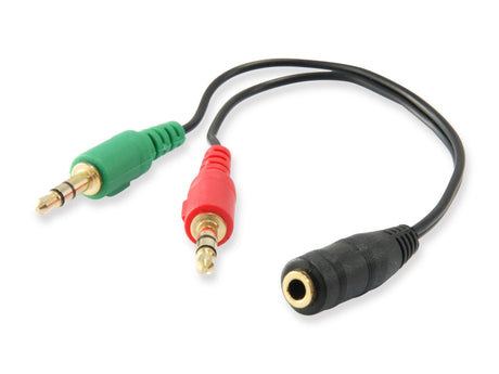 Equip Audiokabel Splitter 3.5mm->2x3.5mm Bu/St      grün/rot Polybeutel Equip