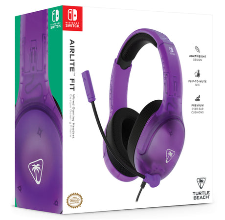 Turtle Beach Airlite Fit – Switch-headset – Ghost Purple – emballage skråt forfra