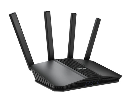 ASUS RT-BE59 sort Wi-Fi 7-router – kabinet og fire eksterne antenner