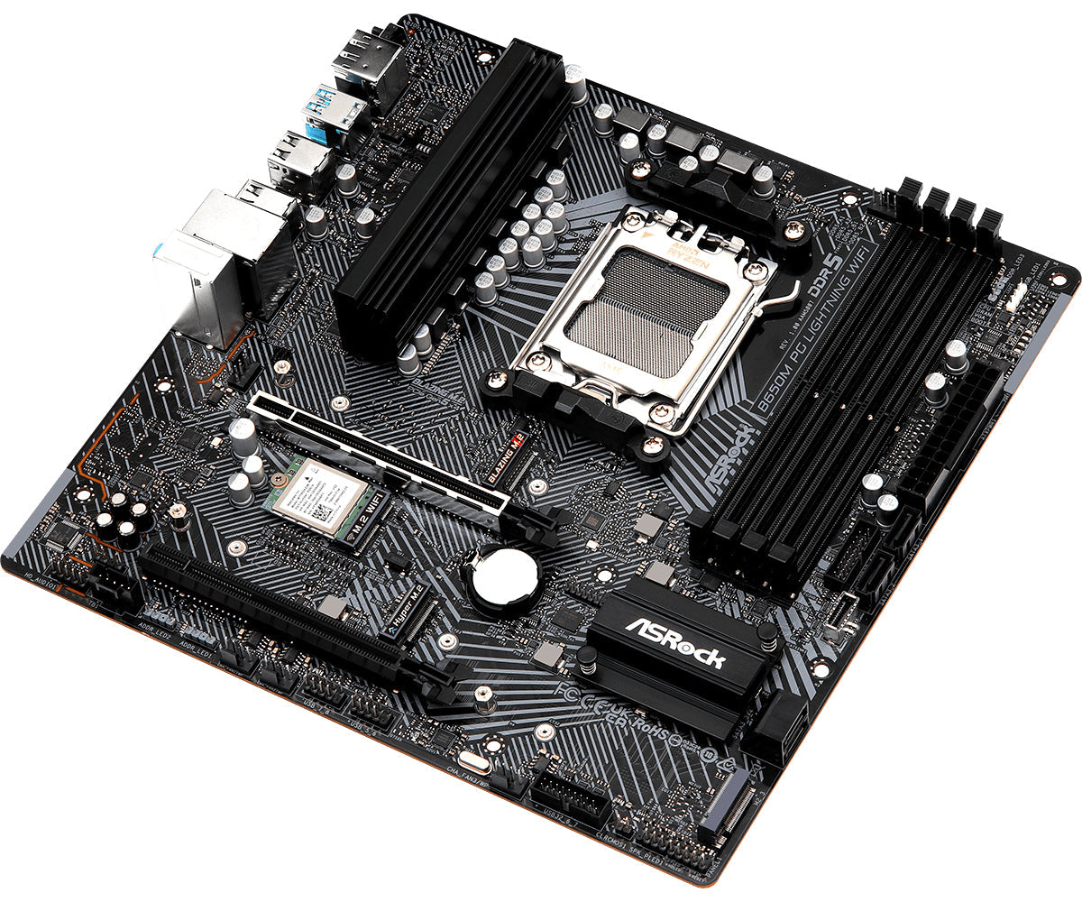 ASRock B650M PG Lightning WiFi Moderkort Micro ATX AM5 Socket DDR5