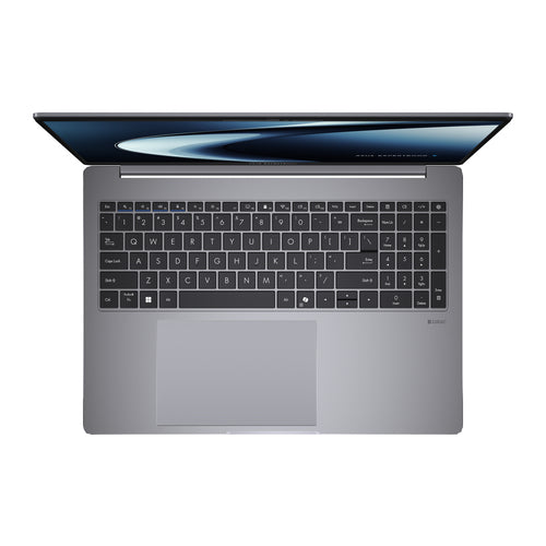 ASUS ExpertBook P3 PM3606CKA-MB0196X Copilot+ PC – taster og arbejdsflade set ovenfra; tastaturlayout illustrativt