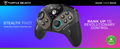 Turtle Beach Stealth Pivot – Controller til PC og Xbox – Sort – producentillustration med controller og produktnavn