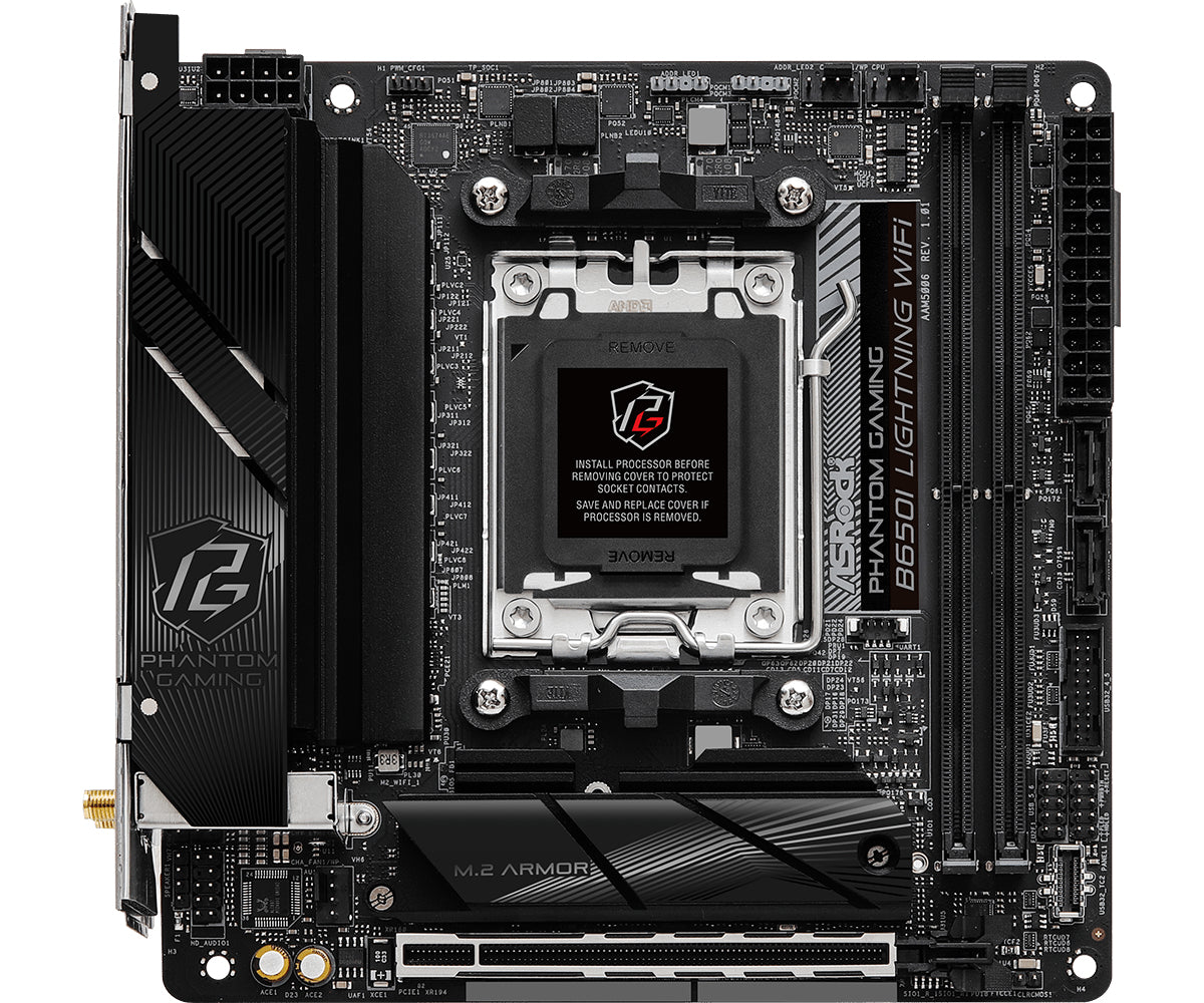 ASRock B650I LIGHTNING WIFI - Moderkort - Socket AM5 - USB 3.2 Gen 1 - Inbyggd Grafik (CPU Krävs) Detaljhandel