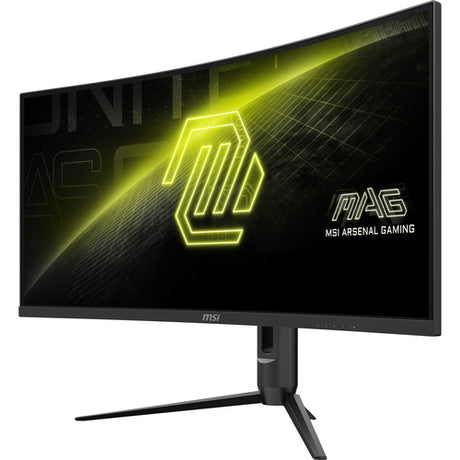 MSI MAG 342CQR E2 – 34″ gamingskærm, 3440 × 1440, 180 Hz – forside set skråt fra højre