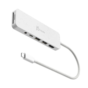 J5 ECO-FRIENDLY USB-C MULTI-PORT HUB WITH POWER DELIVERY - WHITE J5