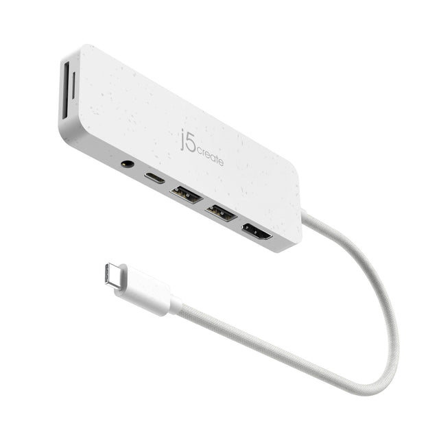 J5 ECO-FRIENDLY USB-C MULTI-PORT HUB WITH POWER DELIVERY - WHITE J5