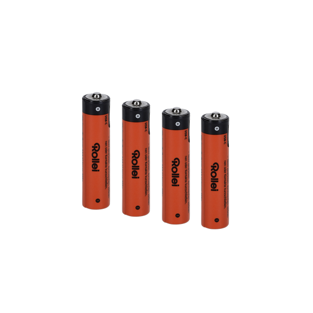 Rollei AAA Li-ion-batterier med USB-C – 4 stk. – produktbillede