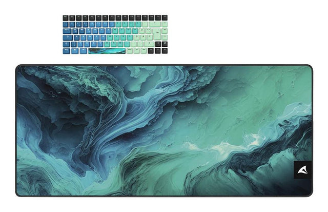 Sharkoon D4 Design Bundle med turkise og blå keycaps samt matchende musemåtte