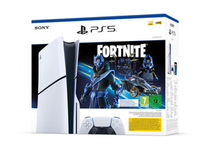 PS5 Console 1TB Standard Slim White Cobalt Star Fortnite Bundle – produktbillede