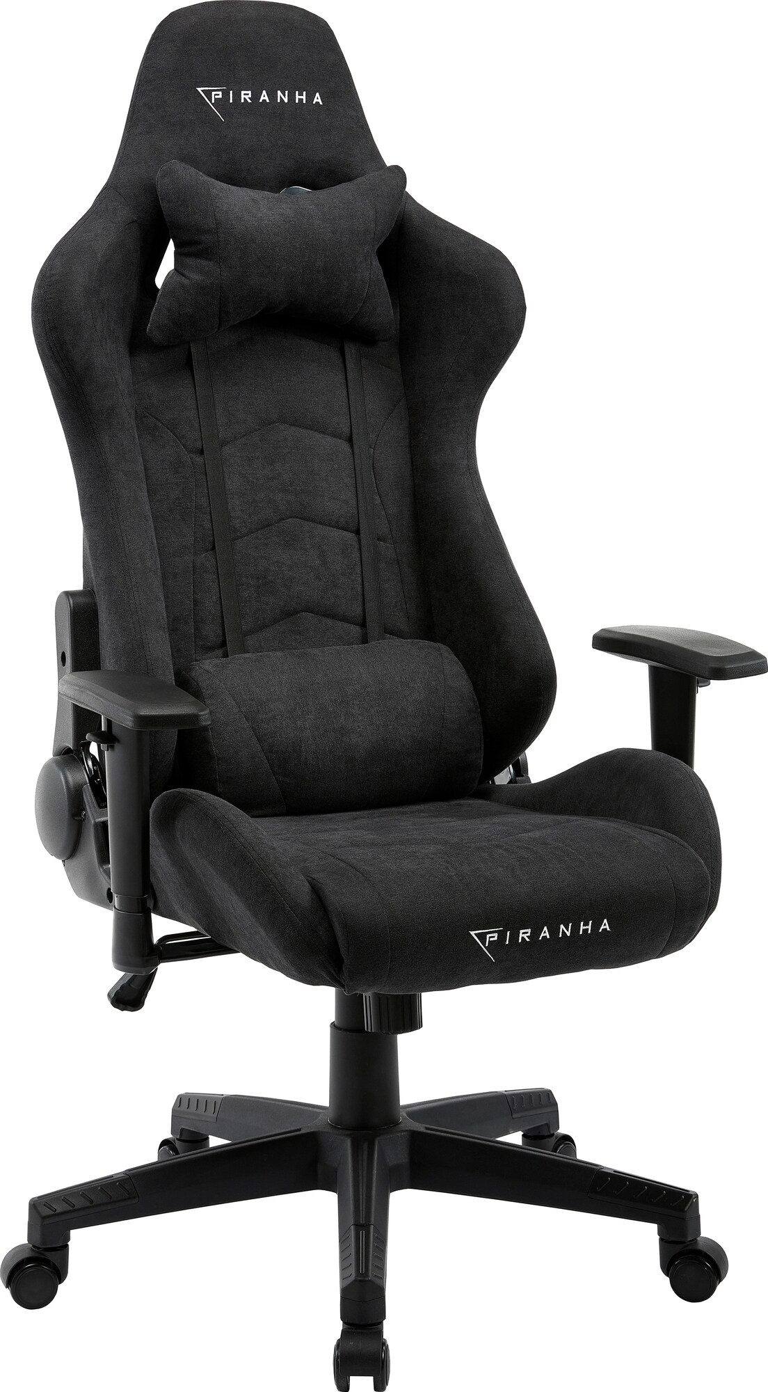 Piranha Bite Dark Grey Cloth Gaming Stol - Svart