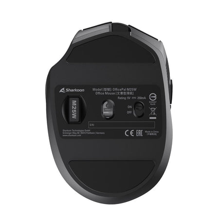 Sharkoon OfficePal M25W trådløs mus – sort, 4.000 DPI, USB-C – billede 3