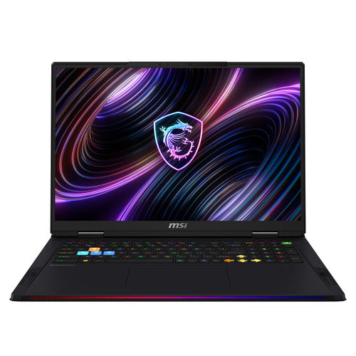 MSI Raider 18 Max HX A2WJ-1425FRY – skærm og tastatur set forfra