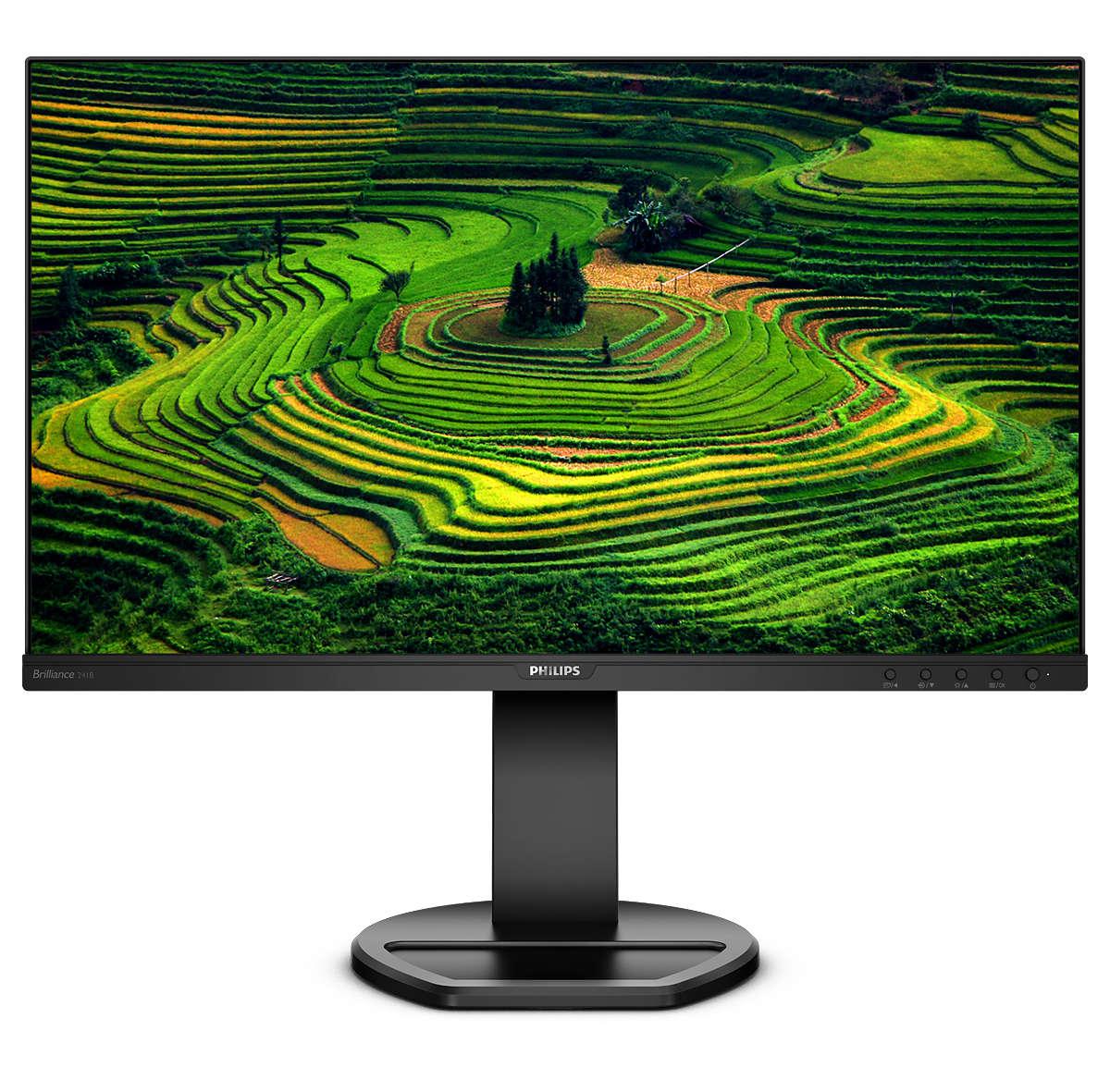 Philips B Line 241B8QJEB 24 1920 X 1080 (Full HD) DVI VGA (HD-15) HDMI DisplayPort 75 Hz Pivot Monitor
