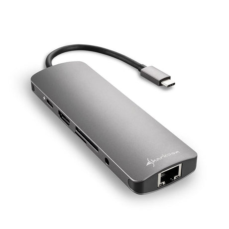 Sharkoon USB 3.0 Type-C Combo Adapter, HDMI, Gigabit LAN og kortlæser