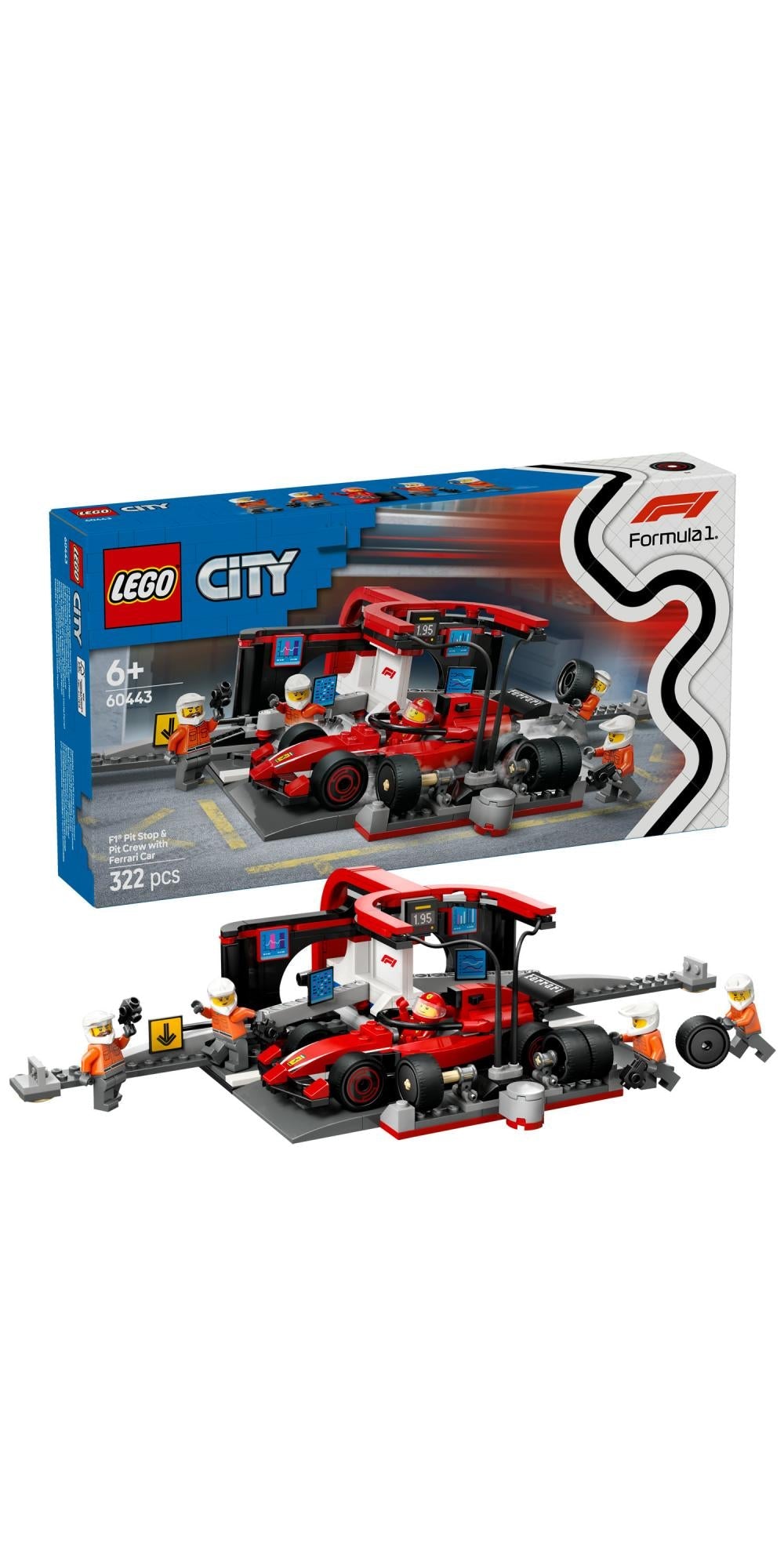 LEGO 60443 City F1 Pit Stop with Pit Crew and Ferrari Racer, Construction Toy LEGO