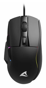 Sort Sharkoon SKILLER SGM35 gamingmus med USB-kabel og RGB-lys langs bunden
