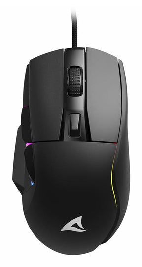 Sort Sharkoon SKILLER SGM35 gamingmus med USB-kabel og RGB-lys langs bunden