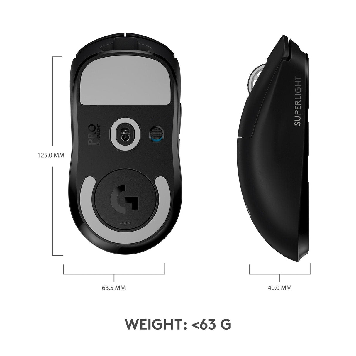 Logitech - PRO X SUPERLIGHT Trådlös Spelmus - Svart