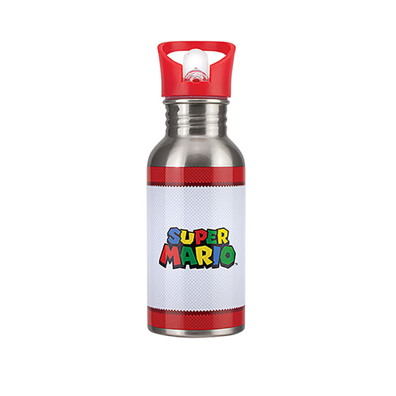 Super Mario Metall Vattenflaska Med Sugrör 500 Ml
