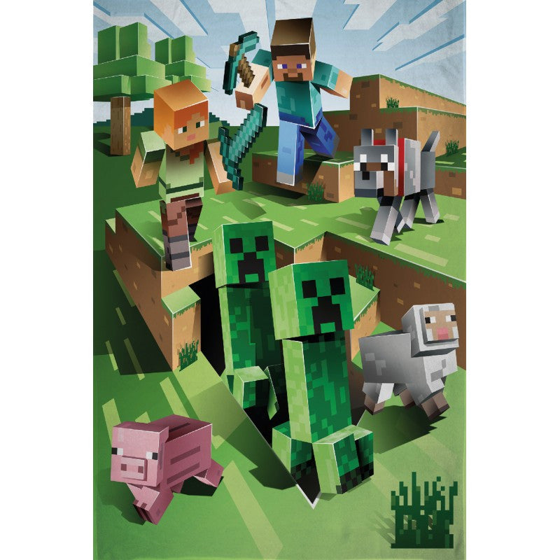 Minecraft Cave Attack Polarfleecefilt 100x150cm