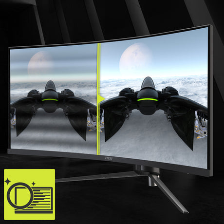 MSI MAG 345CQRDE – 34″ ultrawide-gamingskærm, 180 Hz – billedvisning illustreret