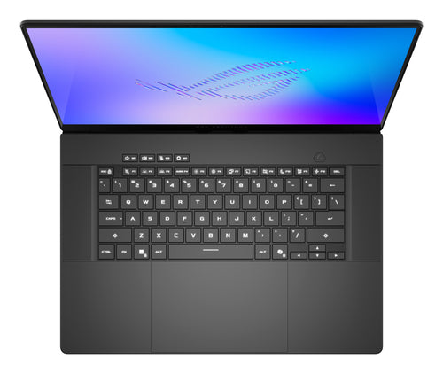 ASUS ROG Zephyrus G16 GU606AP-TB041W – taster og arbejdsflade set ovenfra; tastaturlayout illustrativt