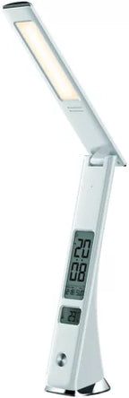 Avide Claude – LED-bordlampe med ur og kalender – hvid – 5 W