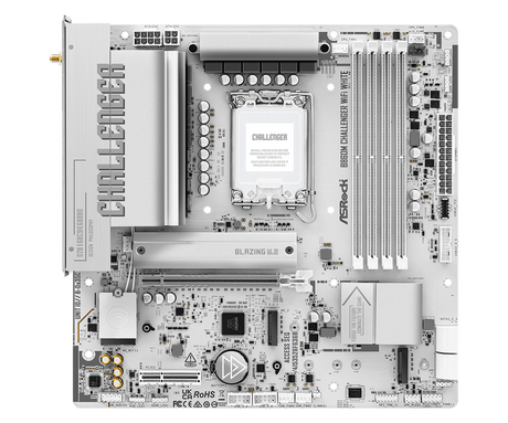 ASRock B860M Challenger WiFi White bundkort - LGA1851, DDR5 - produktbillede