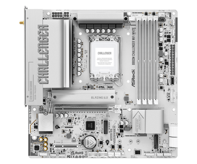 ASRock B860M Challenger WiFi White bundkort - LGA1851, DDR5 - produktbillede