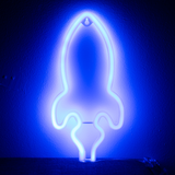 Rymdraket Neon LED-lampa Blå