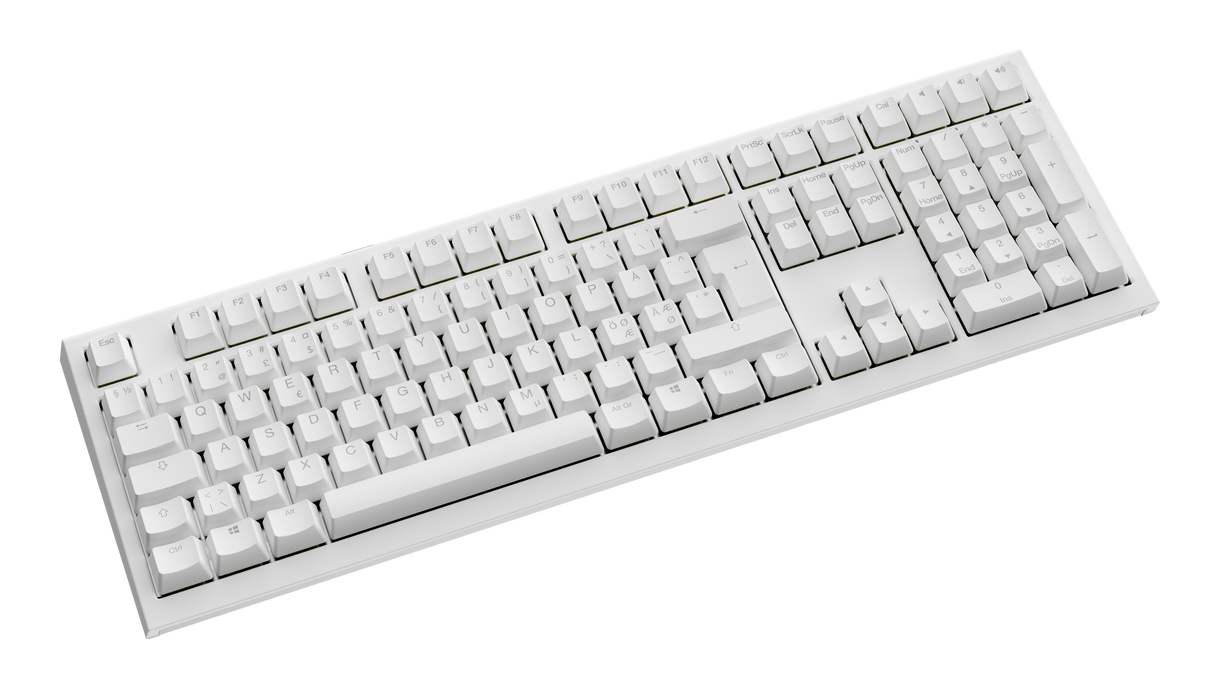 Ducky One X - White Nordic - Fullsize 100% - Ducky Inductive Switch (analog) Tri-Mode (Trådløs, BT, Cord)
