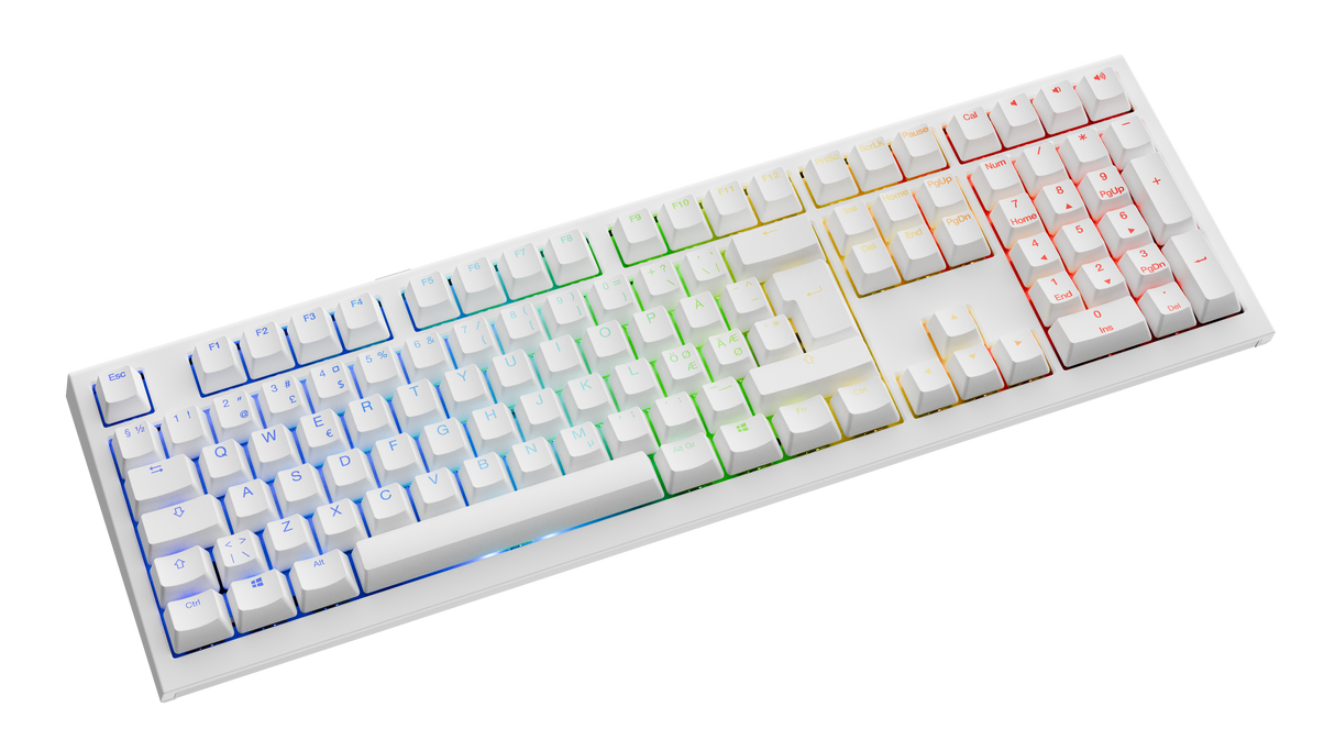 Ducky One X - White Nordic - Fullsize 100% - Ducky Inductive Switch (analog) Tri-Mode (Trådløs, BT, Cord)