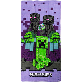 Minecraft Purple bath towel, beach towel 70x140cm Minecraft
