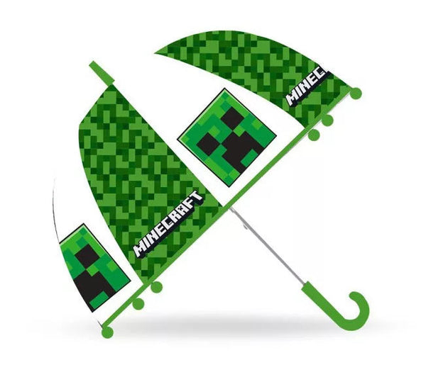 Minecraft Transparent Barnparaply – Halvautomatisk Ø70 cm