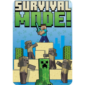 Minecraft Fleece Tæppe - Survival Mode - 100x140cm Minecraft