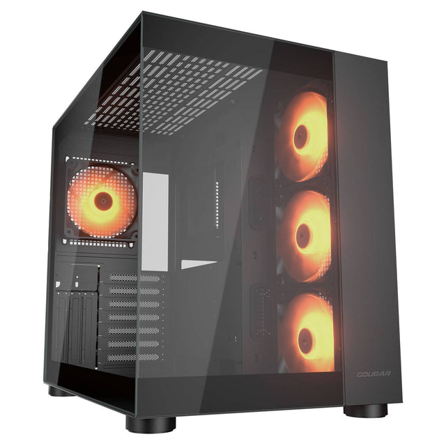 COUGAR FV150 RGB kabinet i sort med glasfront og fire blæsere