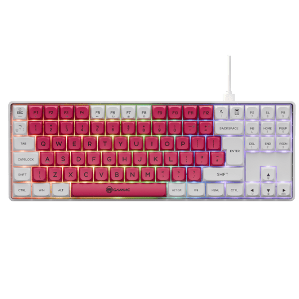 Gamiac TKL90G - Vit/Röd - TKL-tangentbord - Blå brytare