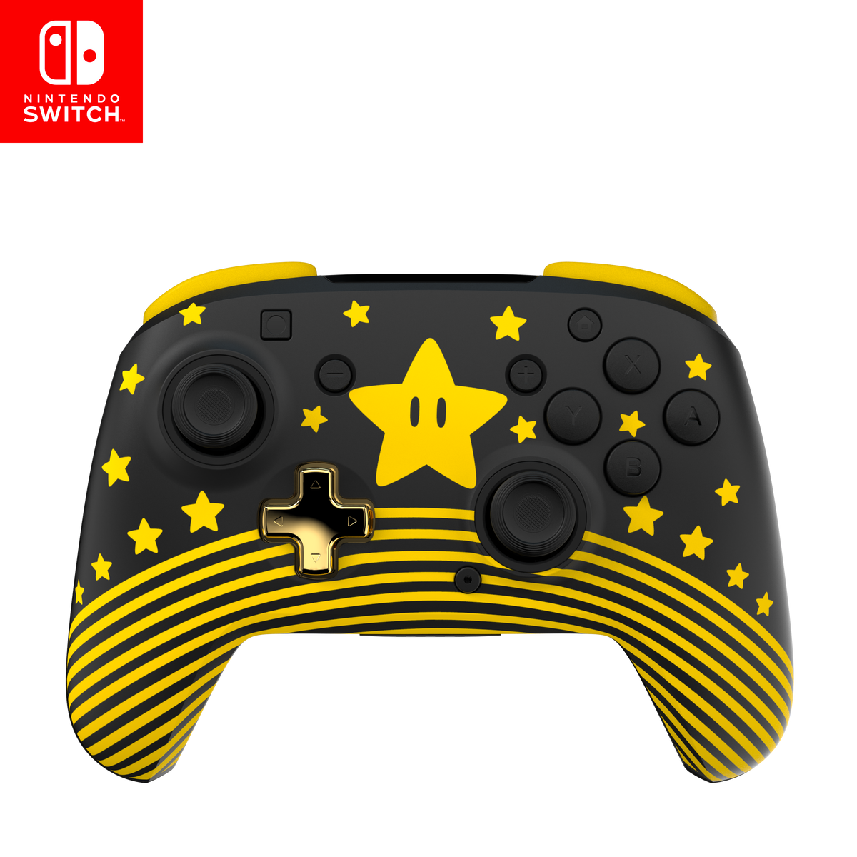 Turtle Beach Rematch Wireless – Super Mario Star – Switch – controller på sort baggrund