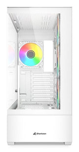 Sharkoon AK6 RGB White Panoramic Dual Tempered Glass 4x 120mm ARGB PWM Fans USB-C BTF ATX Gaming PC Case Sharkoon