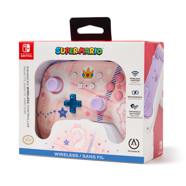 PowerA Enhanced Wireless Controller – Princess Peach Plaid – Switch
