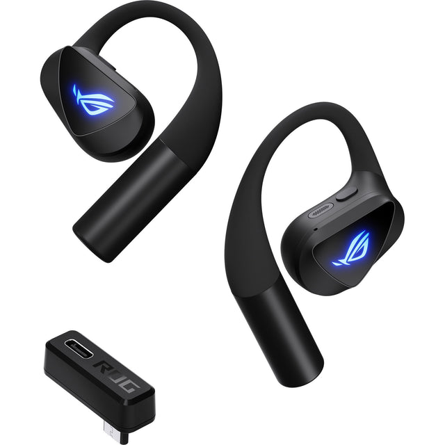 Sorte ASUS ROG Cetra Open Wireless – øretelefoner med ørekroge og USB-C-modtager