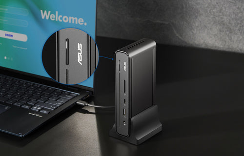 ASUS Triple Display USB-C Dock DC300 – illustreret i brug (vinkel 4)