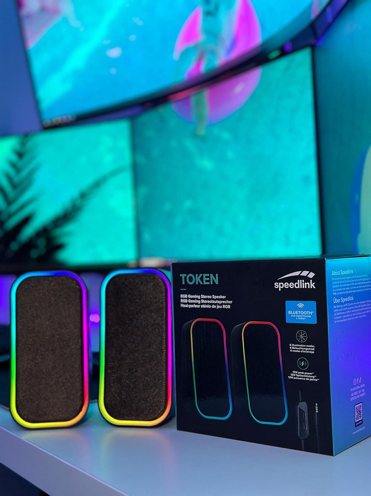 Speedlink - TOKEN RGB Gaming Stereo Högtalare, Svart