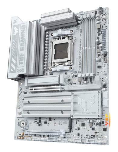 ASUS TUF GAMING X870-PRO WIFI7 W NEO – CPU-sokkel og RAM-pladser med belysning
